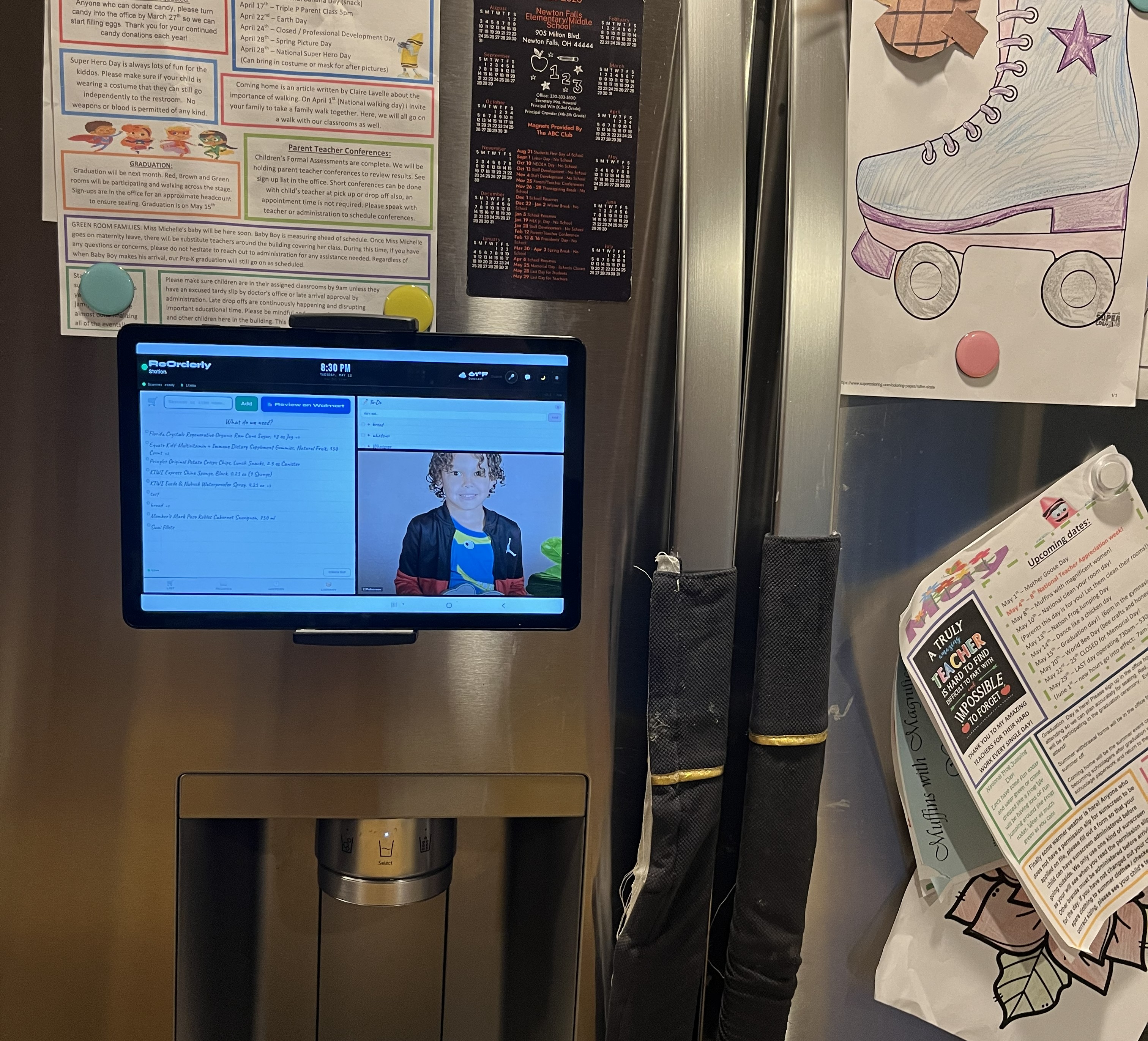ReOrderly Station mounted on kitchen fridge